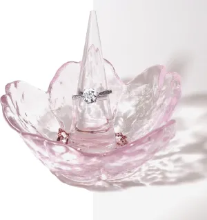 Ring Holder Crystal Clear Cherry Blossom Jewelry Holder Decorative Ring Dish Earrings Necklaces Bracelet Organizer Jewelry Dish Birthday Gifts for Engagement Wedding Women Mom Wife Couples Girls