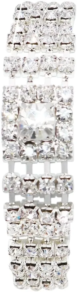 Rosemarie Collections Women's Stunning Silver Tone Vintage Style Art Deco Crystal Rhinestone Tennis Bracelet, 7.5"