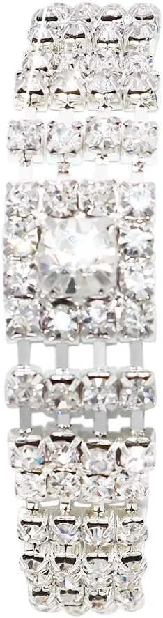 Rosemarie Collections Women's Stunning Silver Tone Vintage Style Art Deco Crystal Rhinestone Tennis Bracelet, 7.5"