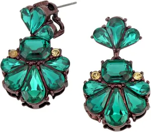 Rosemarie Collections Women's Stunning Vintage Vibes Fan Style Crystal Rhinestone Dangle Earrings, 1.5"