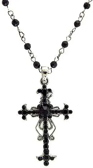 Rosemarie's Religious Gifts Women's Stunning Vintage Vibes Crystal Rhinestone Christian Cross Pendant Necklace Earrings Easter Gift Set, 18" 3" Extender