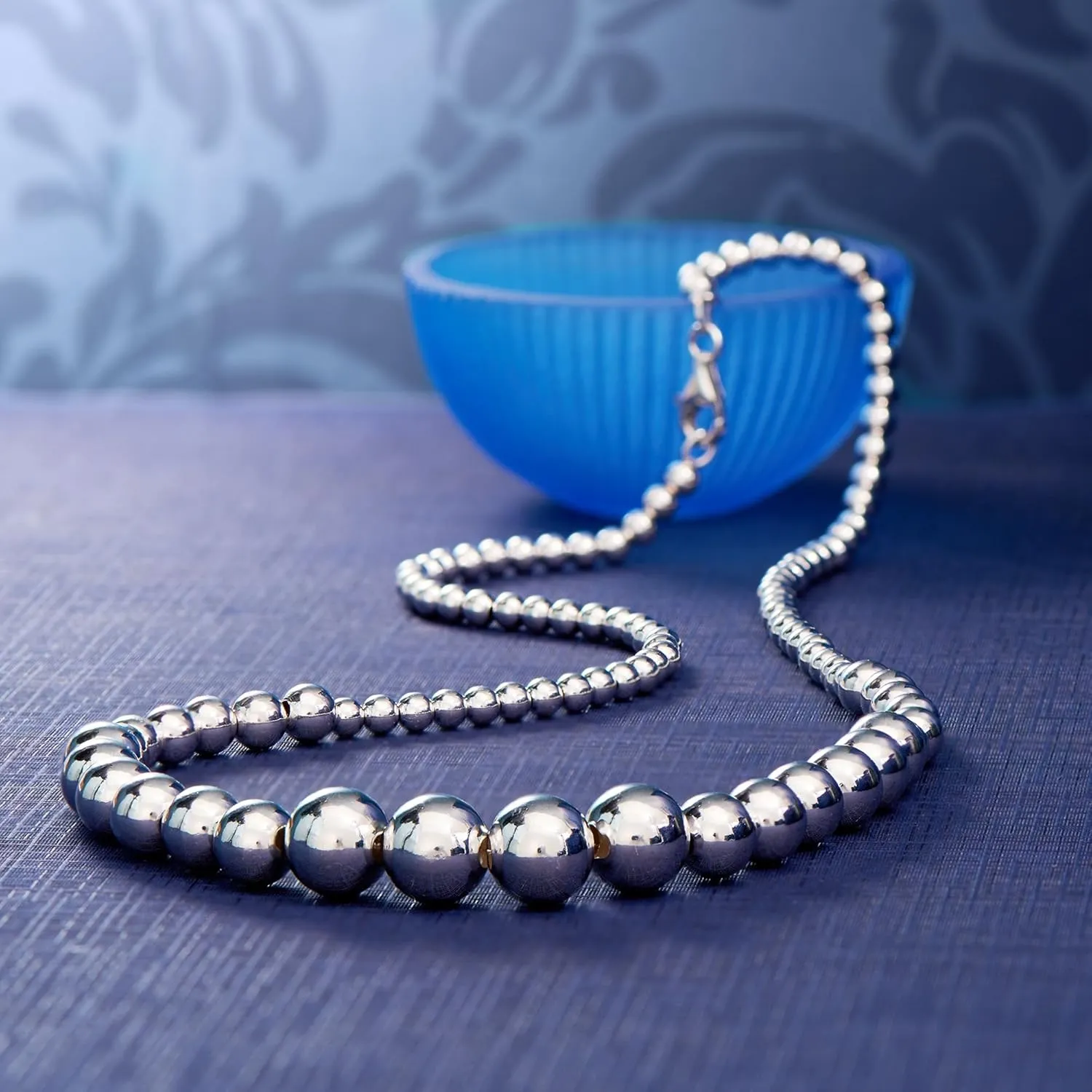 Ross-Simons Italian 4-10mm Sterling Silver Bead Graduated Necklace
