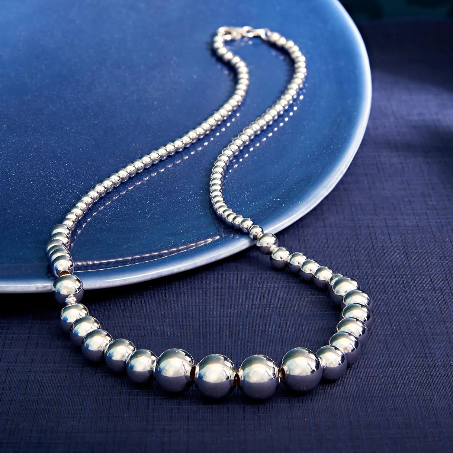 Ross-Simons Italian 4-10mm Sterling Silver Bead Graduated Necklace