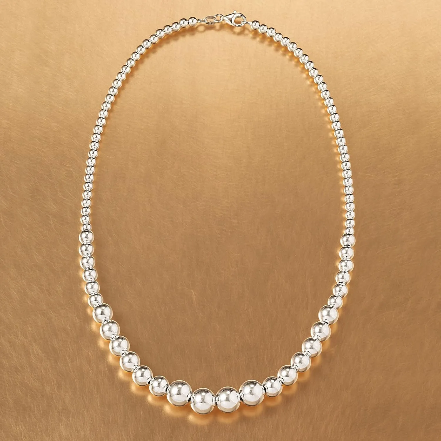 Ross-Simons Italian 4-10mm Sterling Silver Bead Graduated Necklace