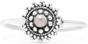 Round Moonstone 925 Sterling Silver Ring - Delicate BOHO Chic Jewelry - Fashionable and Stylish for Women with Velvet Gift Bag - Made by Indian Artisans - Size 5-10