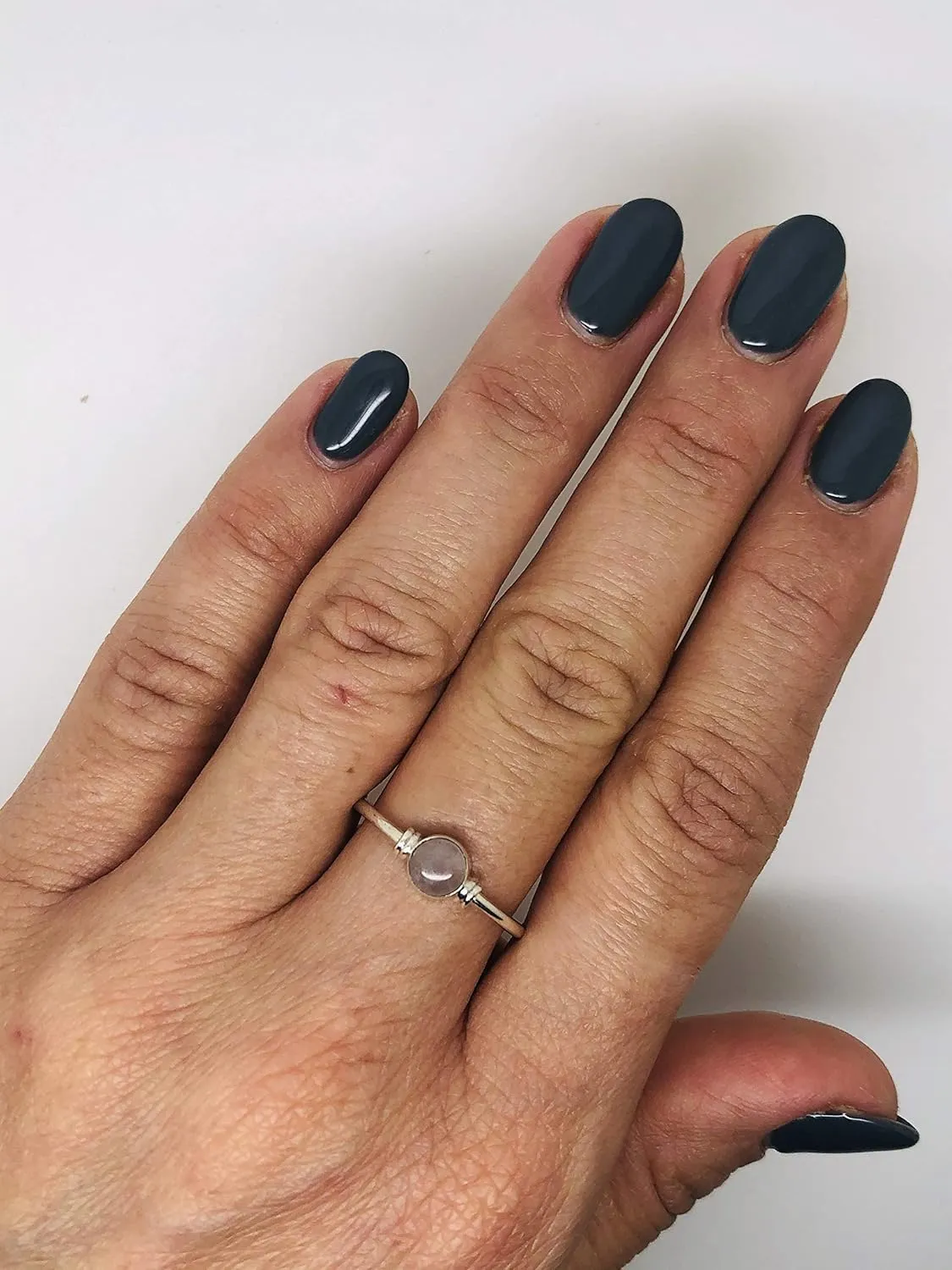 Round Rose Quartz 925 Sterling Silver Ring - Delicate BOHO Chic Jewelry - Fashionable and Stylish for Women With Gift Box - Made by Indian Artisans - Size 5-10