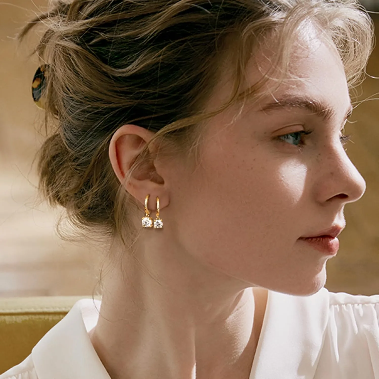 S925 Sterling Silver 0.5ct Diamond Drop Earrings,D Color VVS1 Hoop Earring for Women,Stunning Gift for Wife on Valentine's Day