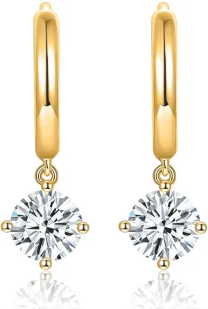 S925 Sterling Silver 0.5ct Diamond Drop Earrings,D Color VVS1 Hoop Earring for Women,Stunning Gift for Wife on Valentine's Day