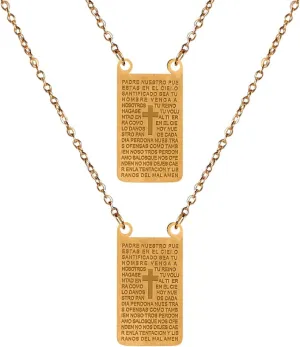 Scapulars Catholic, Our Father Padre Cross Pendant Necklace, Stainless Steel Scapulars Catholic Necklace Gift for First Holy Communion or Confirmation, Religious Gift