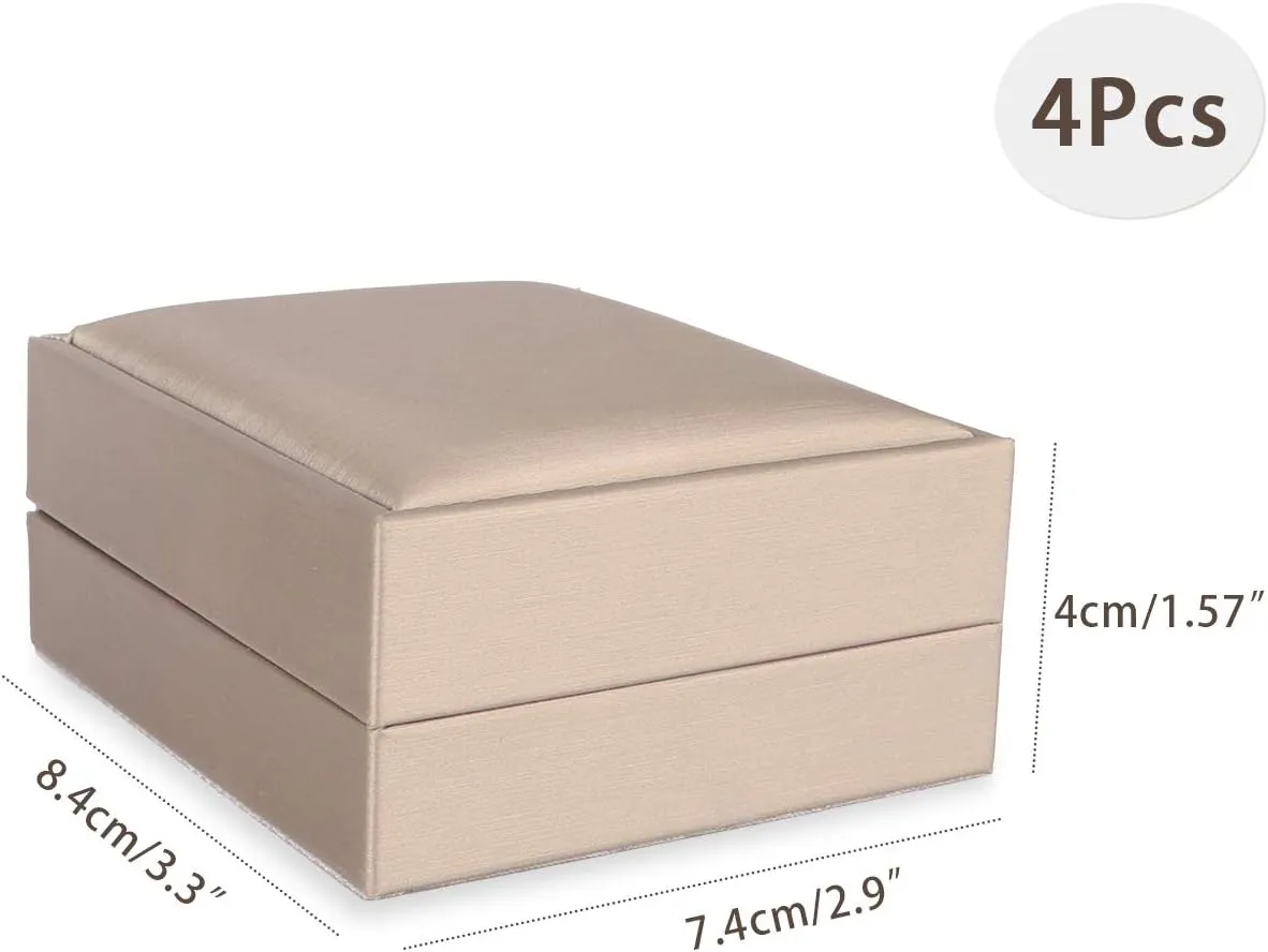 sdoot Necklace Pendant Box, 4 Pack PU Leather Jewelry Box, Gold Gift Boxes, Earring Storage Case for Proposal, Engagement, Wedding