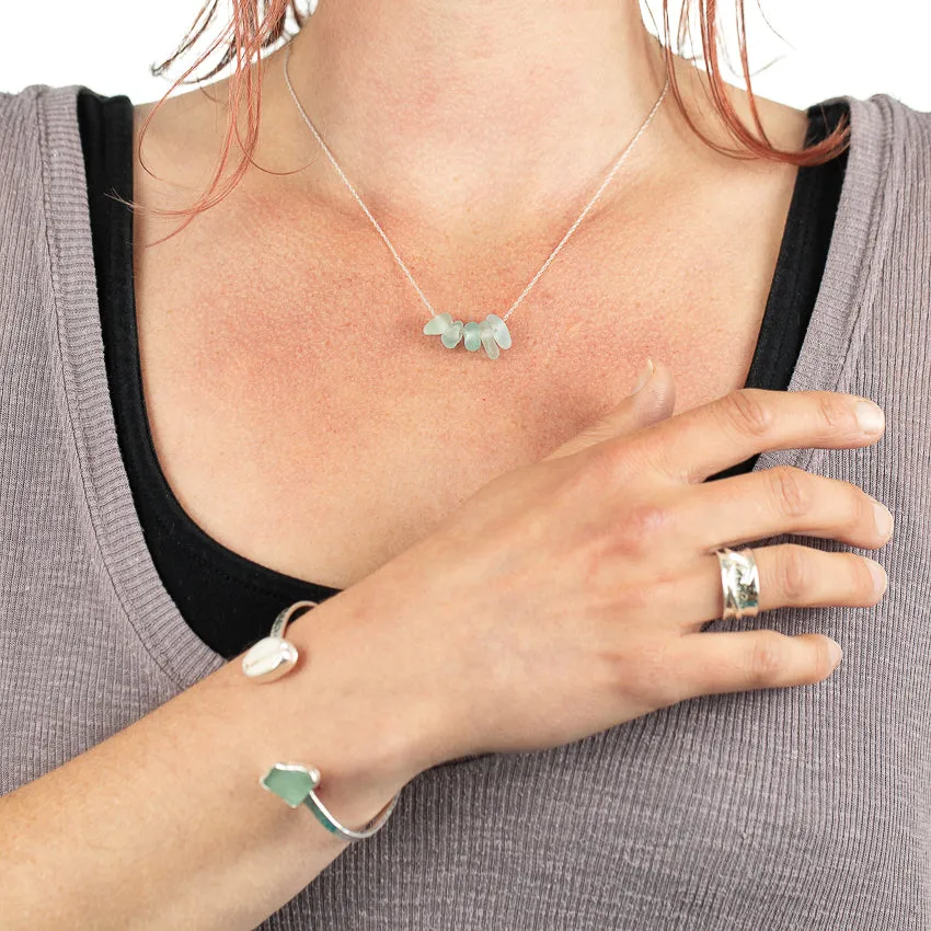 Sea Glass Seashell  Cuff Bangle