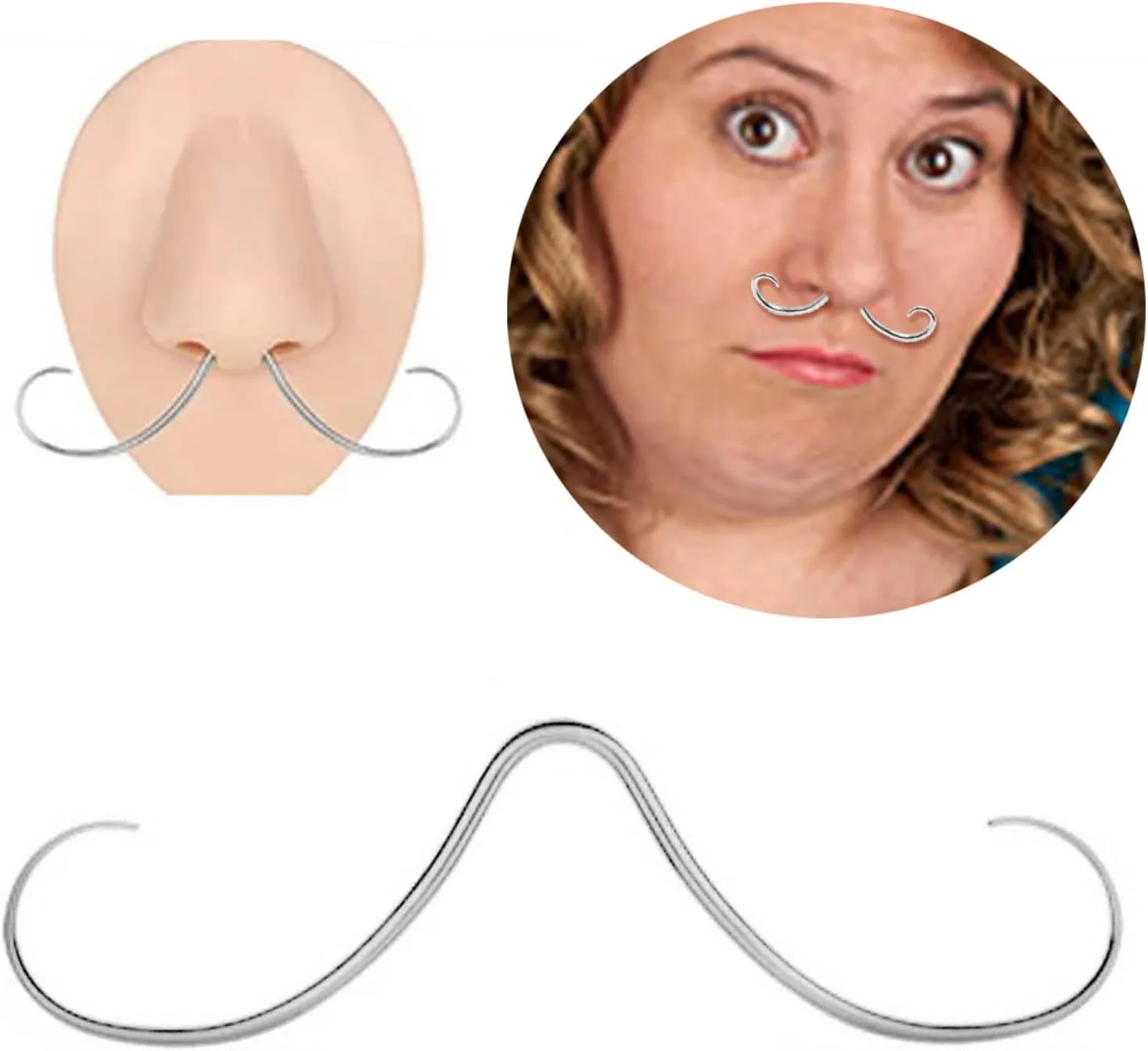 Septum Mustache Nose Rings Stainless Steel Nose Fashion Nose Rings Hoops Septum Piercing Jewelry for Men and Women