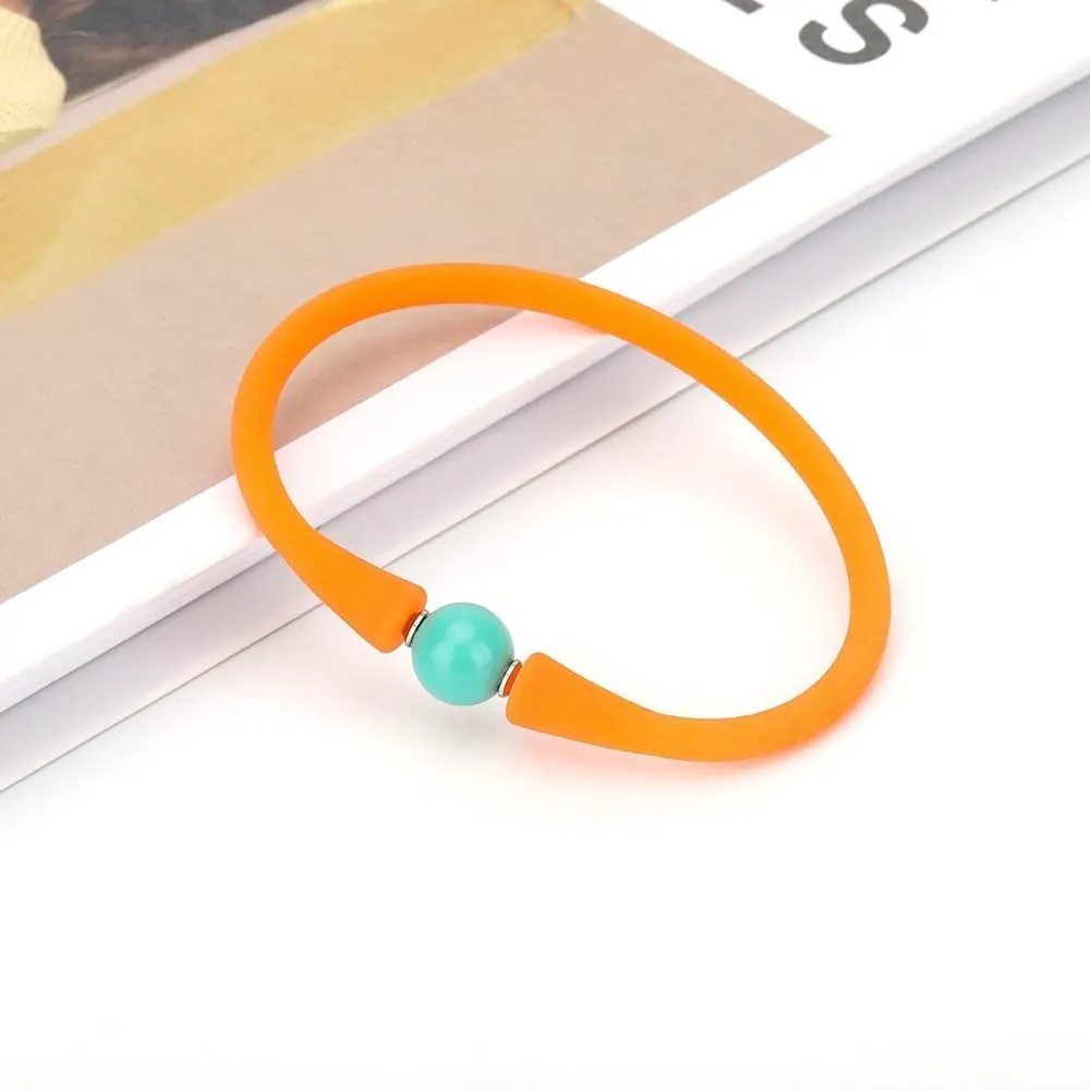 Silicone dainty Freshwater Pearl Bracelets,Womens Charm Bangle Jewelry,Colored Dainty Personalized Stretch Mood Rubber Bands Bangles for Men and Women Birthday Gifts 7.2'' Adjustable