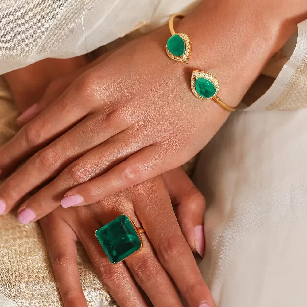 Silver Green Pear Cuff