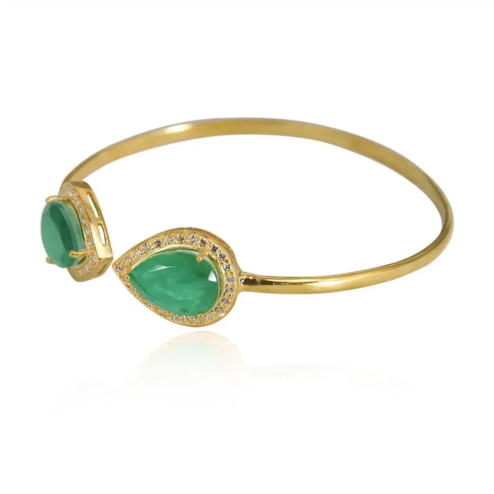 Silver Green Pear Cuff