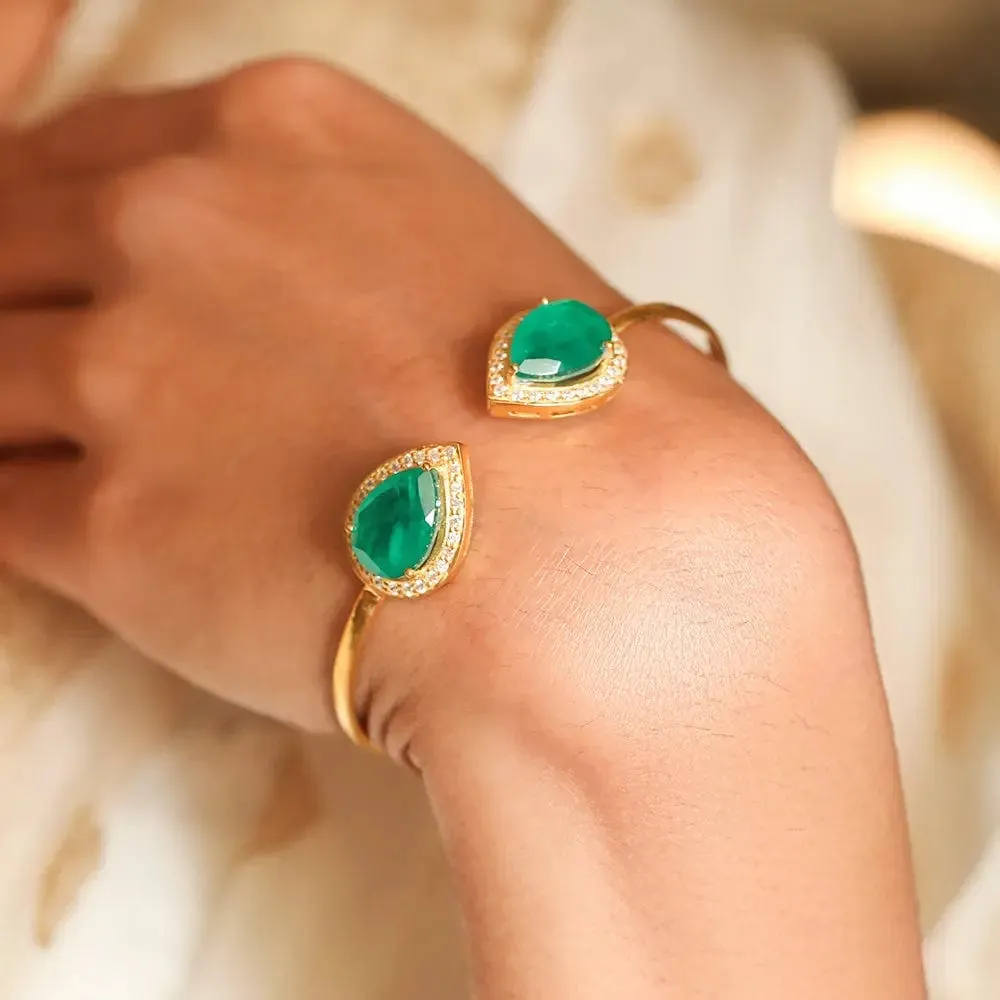 Silver Green Pear Cuff