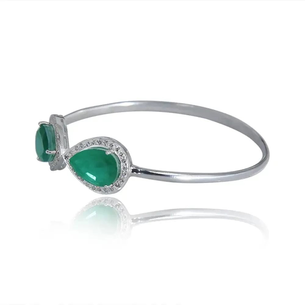 Silver Green Pear Cuff