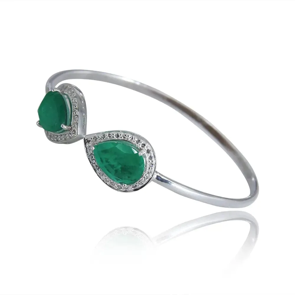 Silver Green Pear Cuff