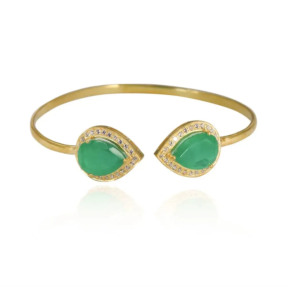 Silver Green Pear Cuff