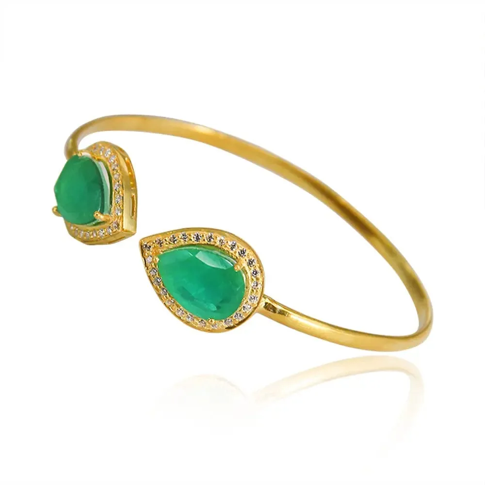 Silver Green Pear Cuff