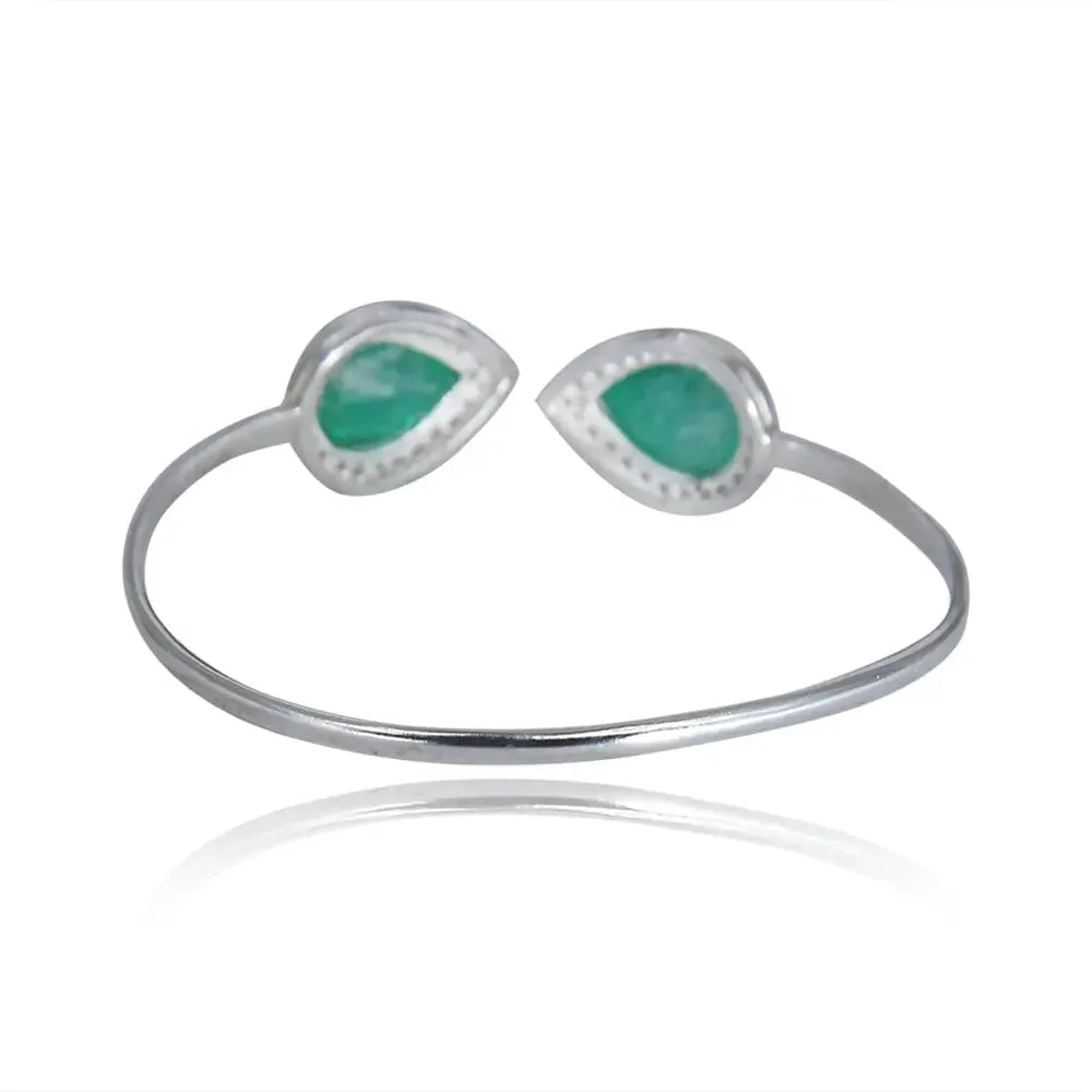 Silver Green Pear Cuff