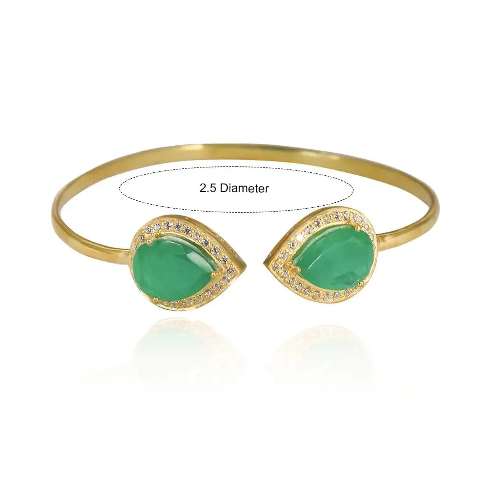Silver Green Pear Cuff