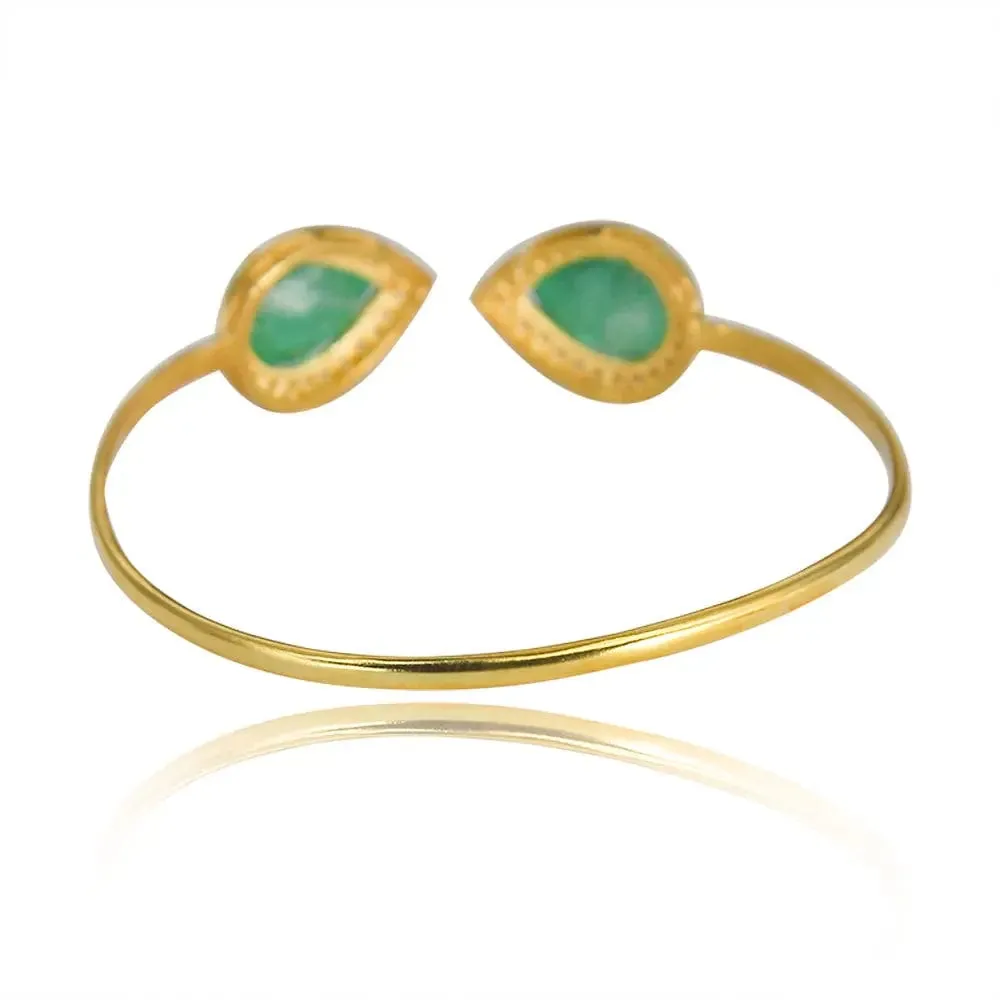 Silver Green Pear Cuff