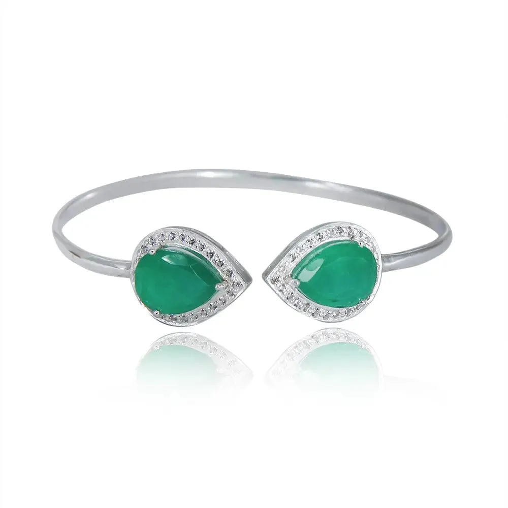 Silver Green Pear Cuff
