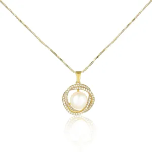 Single Pearl Necklace for Women, Freshwater Cultured Pearl Pendant Chain Necklaces, 18K Gold Plated Necklace Jewelry Gift for Her, Mom, Bridesmaid, or Everyday
