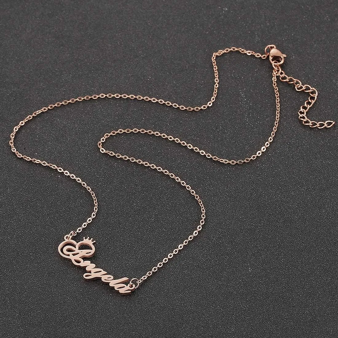 SKQIR Personalized Name Necklace Rose Gold Custom, Customized Chains Name Pendants Necklaces Personalized Name Necklace with Crown for Women Girl Gift