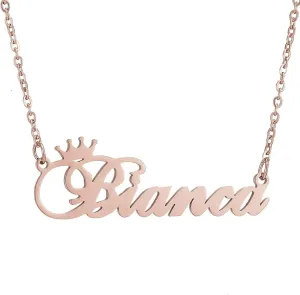 SKQIR Personalized Name Necklace Rose Gold Custom, Customized Chains Name Pendants Necklaces Personalized Name Necklace with Crown for Women Girl Gift
