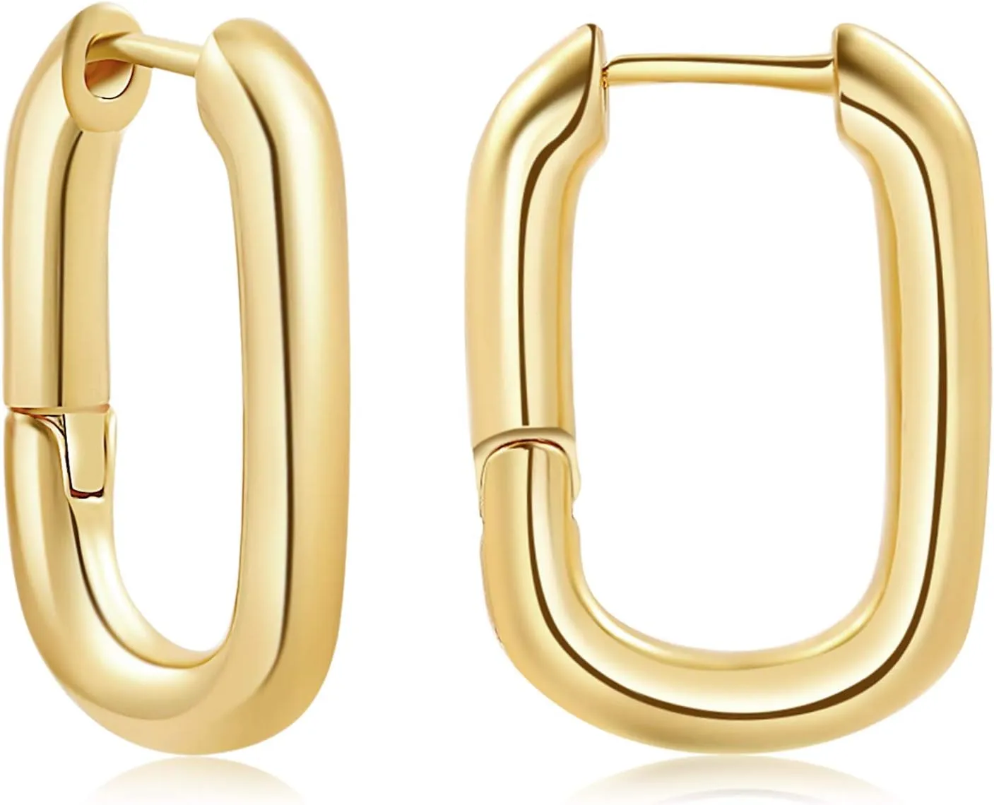 SLOONG 3 Pairs 14k Gold Plated Ball U Shape Pin Y2K Style Chunky Earring Link Chain Chunky Circle Hoop Earrings Paperclip Link Chain Jewelry Drop Dangle Earrings set for women
