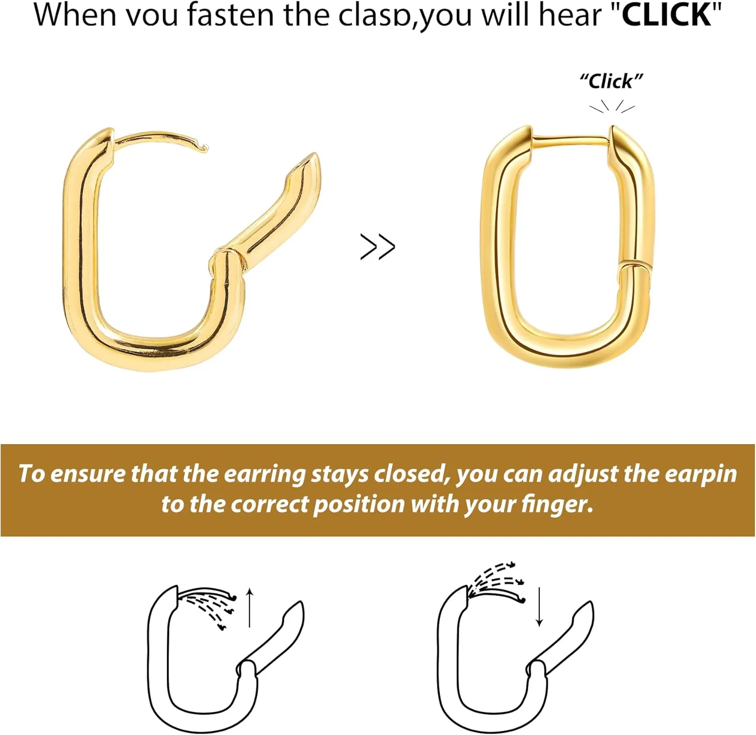 SLOONG 3 Pairs 14k Gold Plated Ball U Shape Pin Y2K Style Chunky Earring Link Chain Chunky Circle Hoop Earrings Paperclip Link Chain Jewelry Drop Dangle Earrings set for women