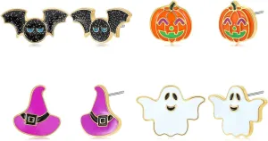 Sloong Halloween Stud Earrings Sets Handmade Beads Earrings Halloween Party Jewelry Gift Halloween Pumpkin/Ghost/Skull/Monster Earrings Hypoallergenic for Women