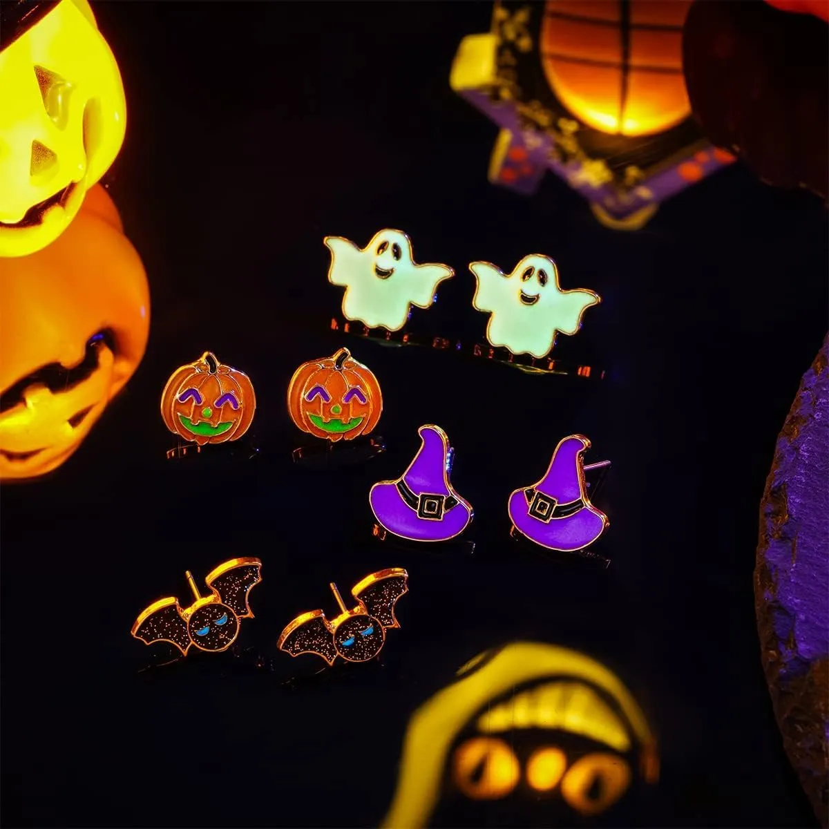 Sloong Halloween Stud Earrings Sets Handmade Beads Earrings Halloween Party Jewelry Gift Halloween Pumpkin/Ghost/Skull/Monster Earrings Hypoallergenic for Women