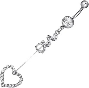 Small Belly Button Ring Heart Design Fashionable Piercing Jewelry Perfect Present