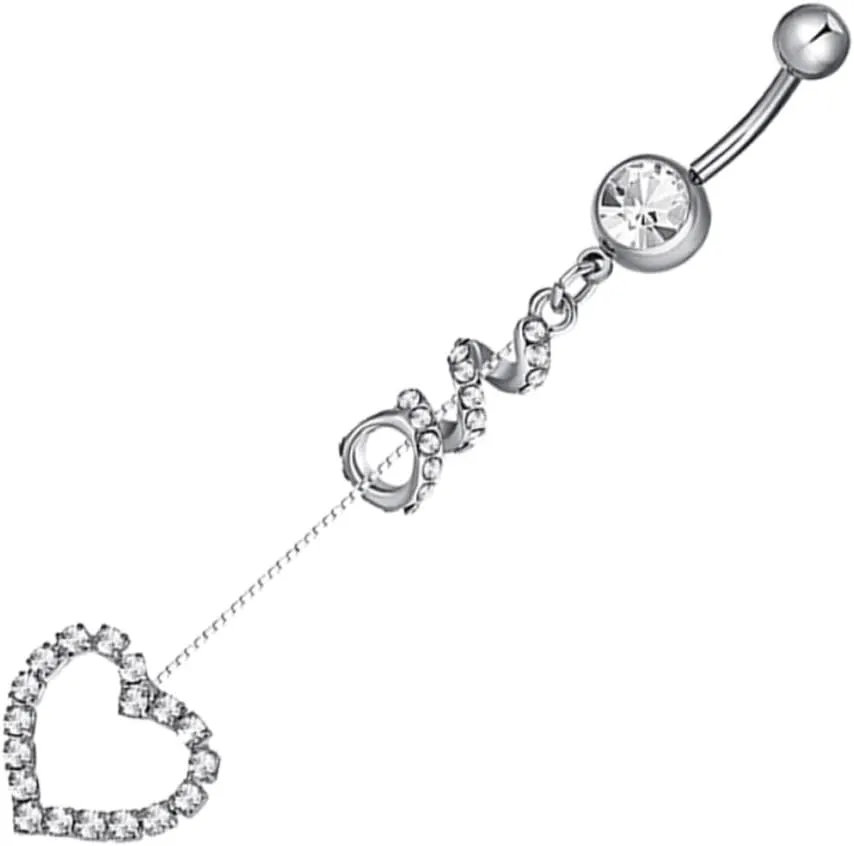Small Belly Button Ring Heart Design Fashionable Piercing Jewelry Perfect Present
