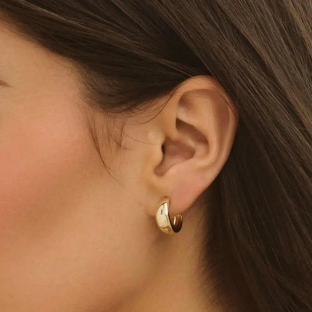 Small Gold Hoop Earrings 3Set - 14K Gold Plated Chunky Lightweight Huggie Multipack for Women