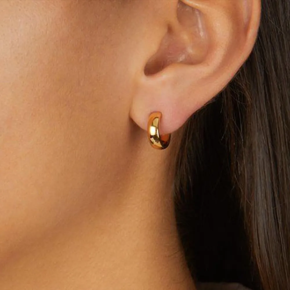 Small Gold Hoop Earrings 3Set - 14K Gold Plated Chunky Lightweight Huggie Multipack for Women