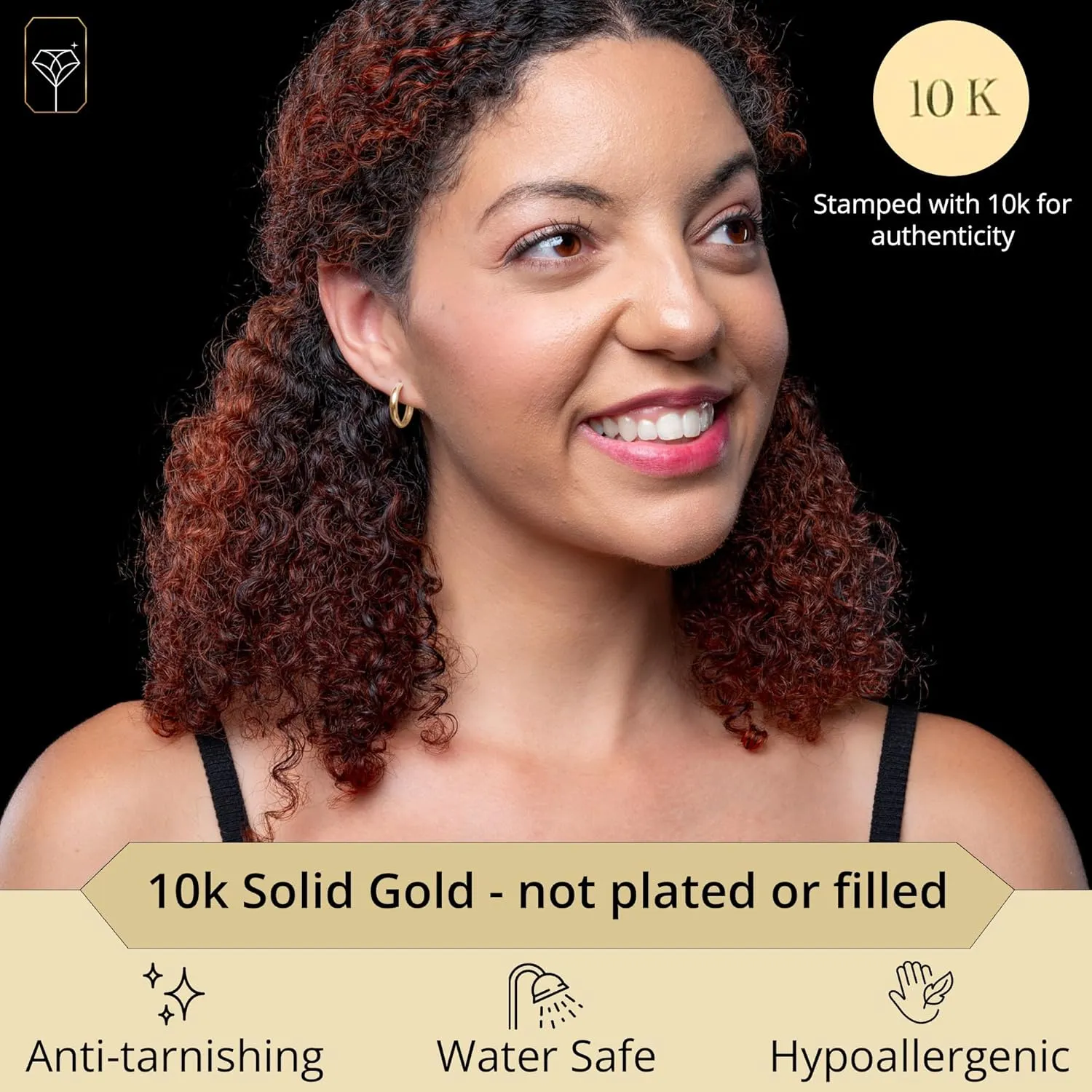 Small Solid 10k Gold Hoop Earrings for Women 3mm Wide | Gold Hoop Earrings in 12mm, 15mm & 18mm Diameter | Hypoallergenic Bold Real Gold Hoops by MAX   STONE