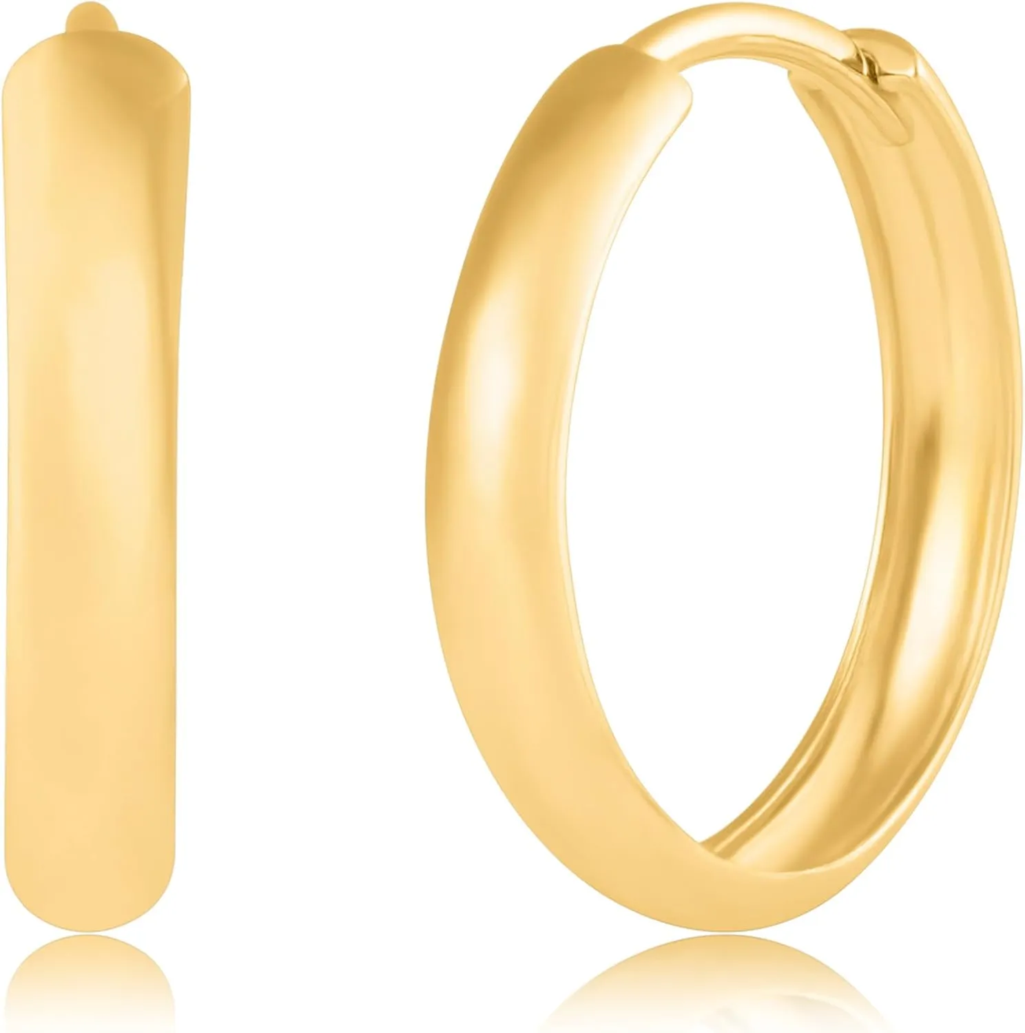 Small Solid 10k Gold Hoop Earrings for Women 3mm Wide | Gold Hoop Earrings in 12mm, 15mm & 18mm Diameter | Hypoallergenic Bold Real Gold Hoops by MAX   STONE