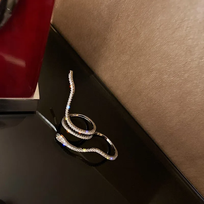 Snake Shape Adjustable Crystal Rings