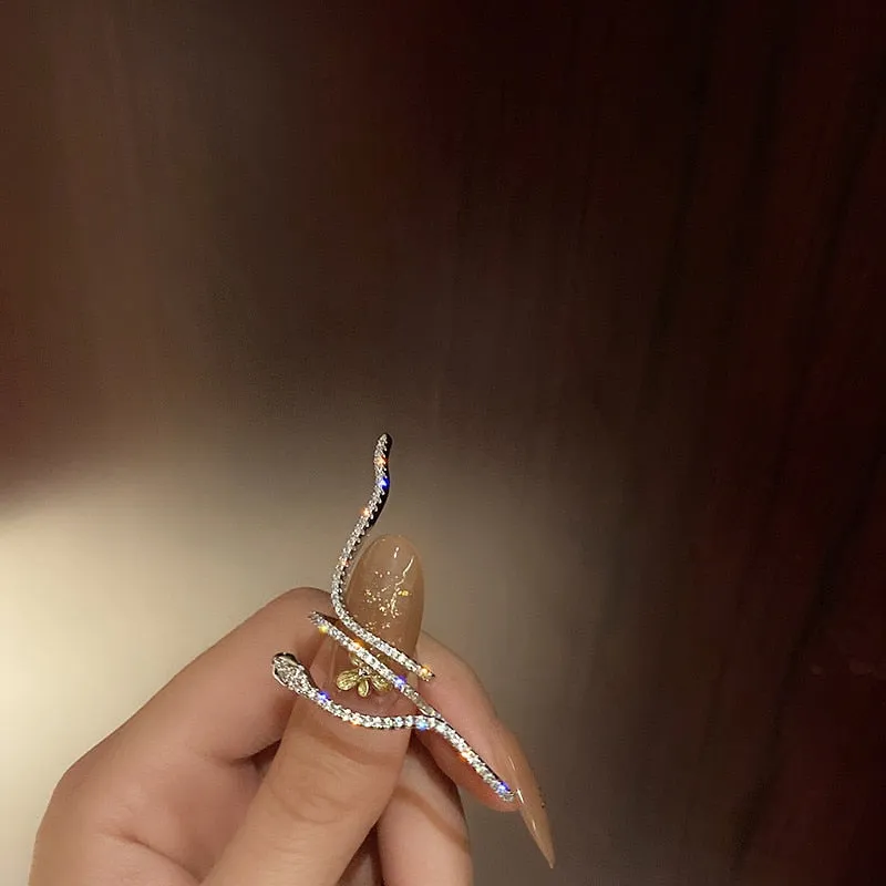 Snake Shape Adjustable Crystal Rings