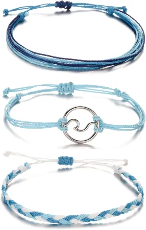 Softones VSCO String Wave Bracelets for Women Handmade Colorful Waterproof Adjustable Braided Beach Bracelet Set for Women