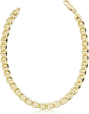 Solid 14k Yellow Gold Mariner Link Bracelet for Men and Women (6 mm, 8.5 inch)