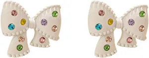 Sparkly Bow Stud Earrings for Women Crystal Colorful Bow Trendy Earrings Party Jewelry
