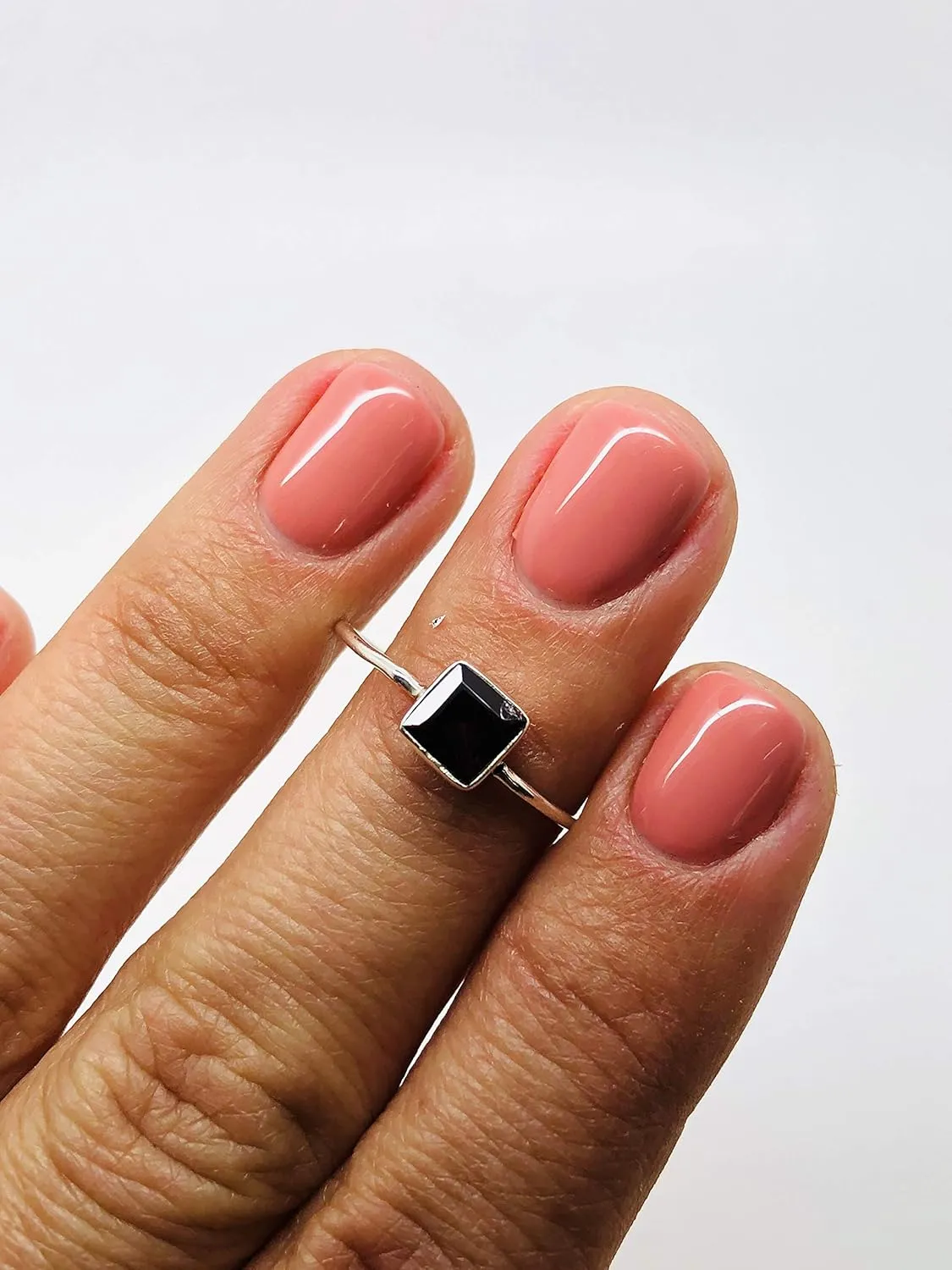 Square Garnet 925 Sterling Silver Ring - Delicate BOHO Chic Jewelry - Fashionable and Stylish for Women with Velvet Gift Bag/Box - Made by Indian Artisans - Size 5-9