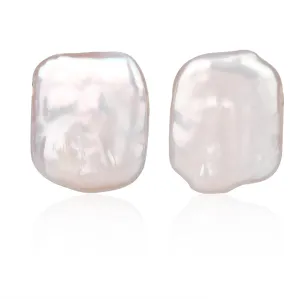 Square Pearl Stud Earrings,14K Gold Plated Freshwater Pearl Stud Earrings for Women Baroque Pearl Ear Jewelry Studs Gold Pearl Earrings for Women Girls Her