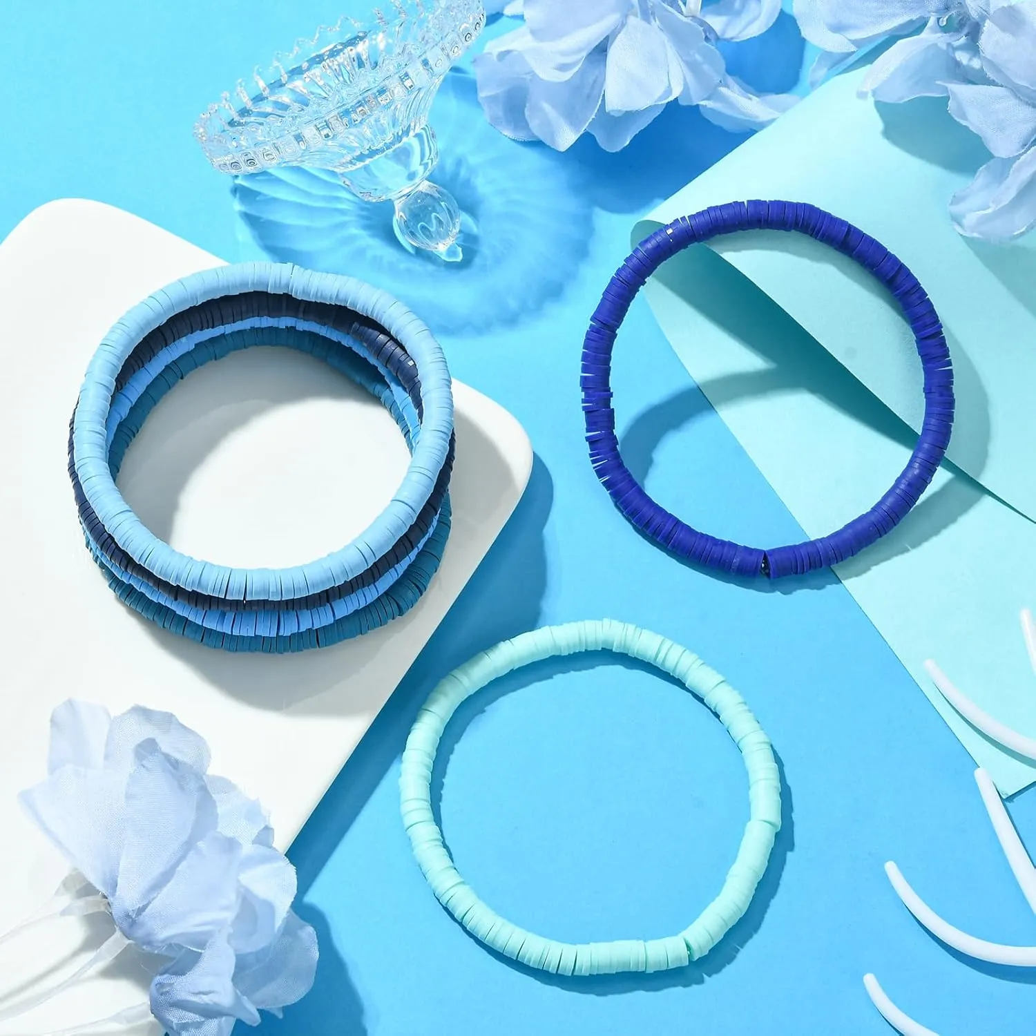 Stackable Preppy Bracelets - Surfer & Summer Beach Clay Bead Friendship Jewelry for Women