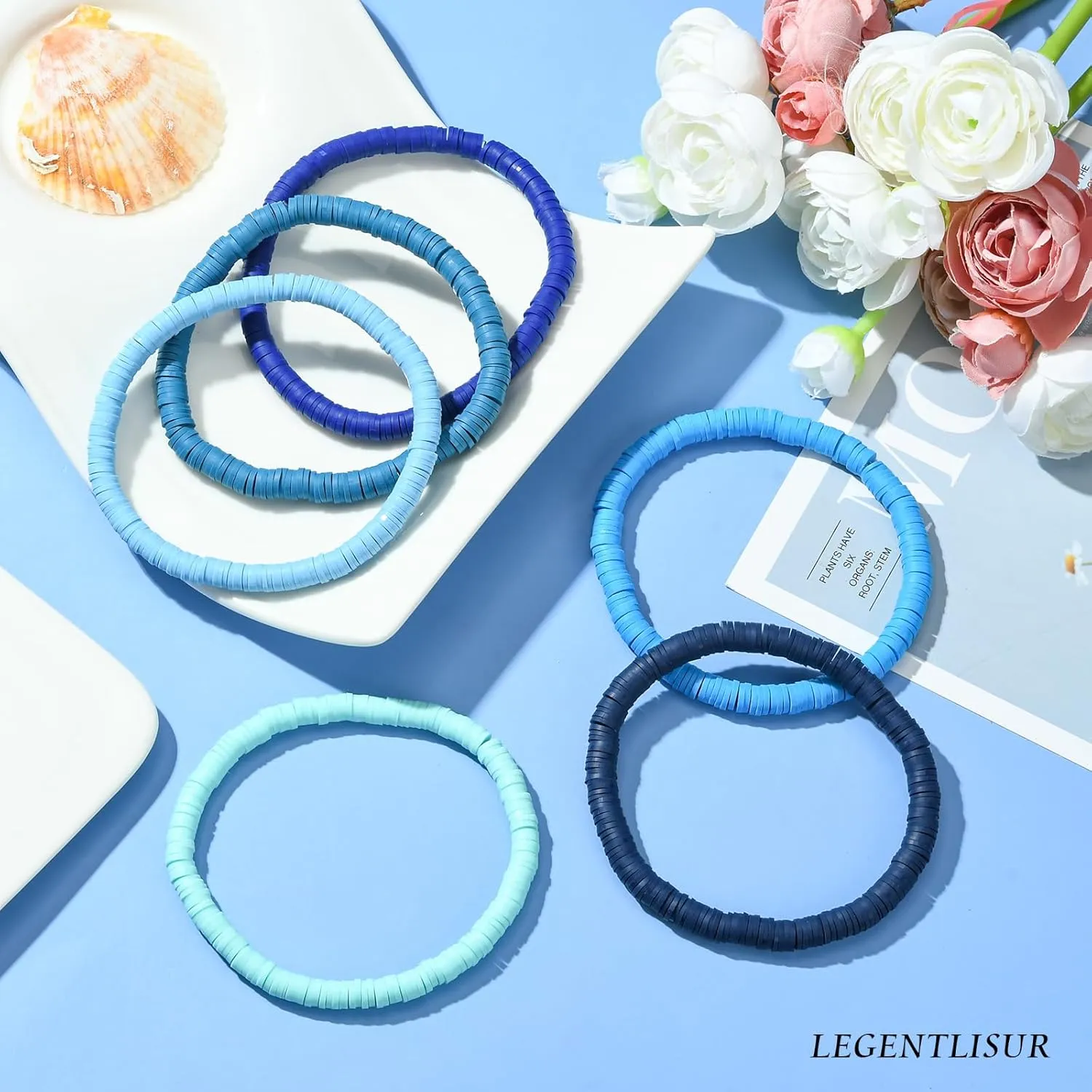 Stackable Preppy Bracelets - Surfer & Summer Beach Clay Bead Friendship Jewelry for Women
